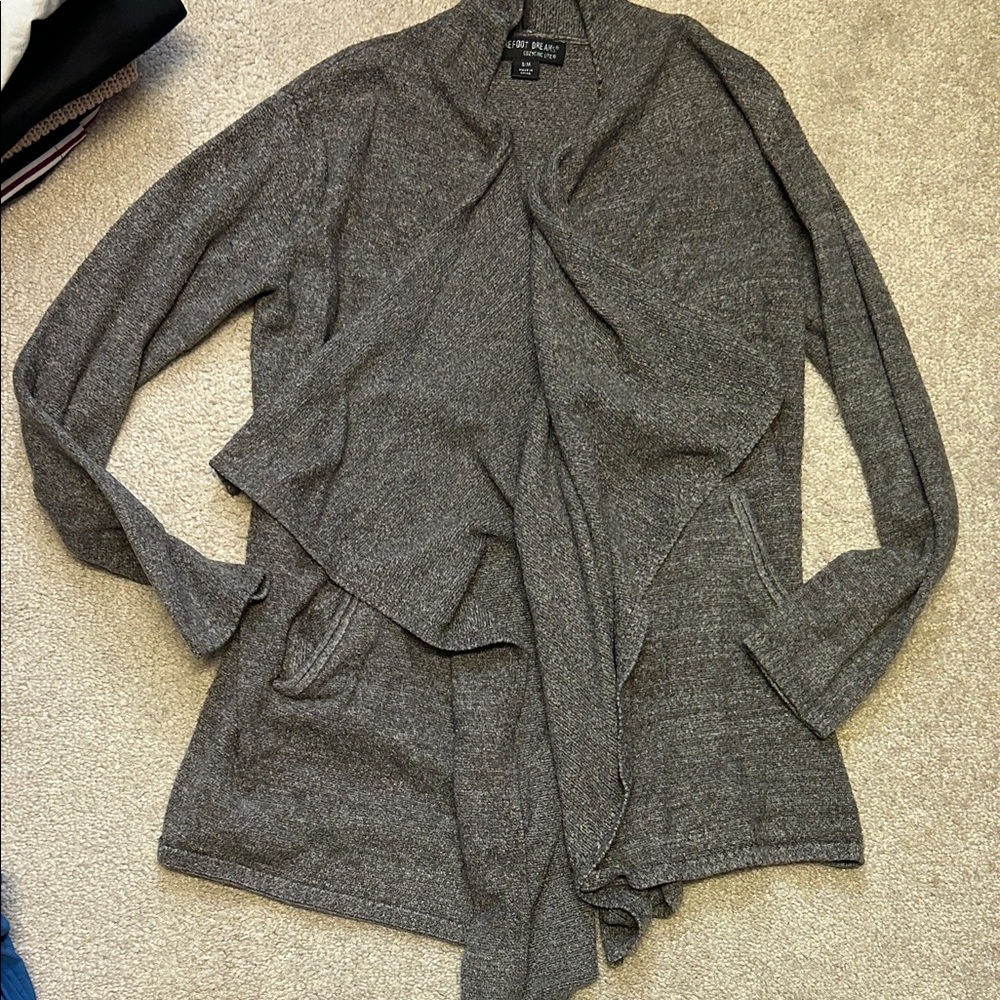 Barefoot Dreams Charcoal Drape Cardigan